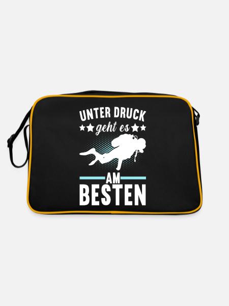 Taucher Tauchen - Retro Tasche - Schwarz/Gold