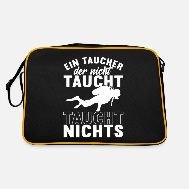 Taucher Tauchen - Retro Tasche - Schwarz/Gold