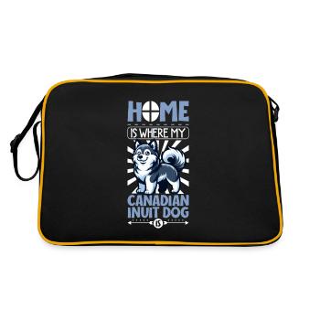Zuhause - Kanadischer Eskimohund - Retro Tasche - Schwarz/Gold - Hinten