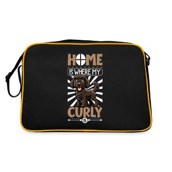 Zuhause - Curly-coated Retriever - Retro Tasche - Schwarz/Gold - Hinten