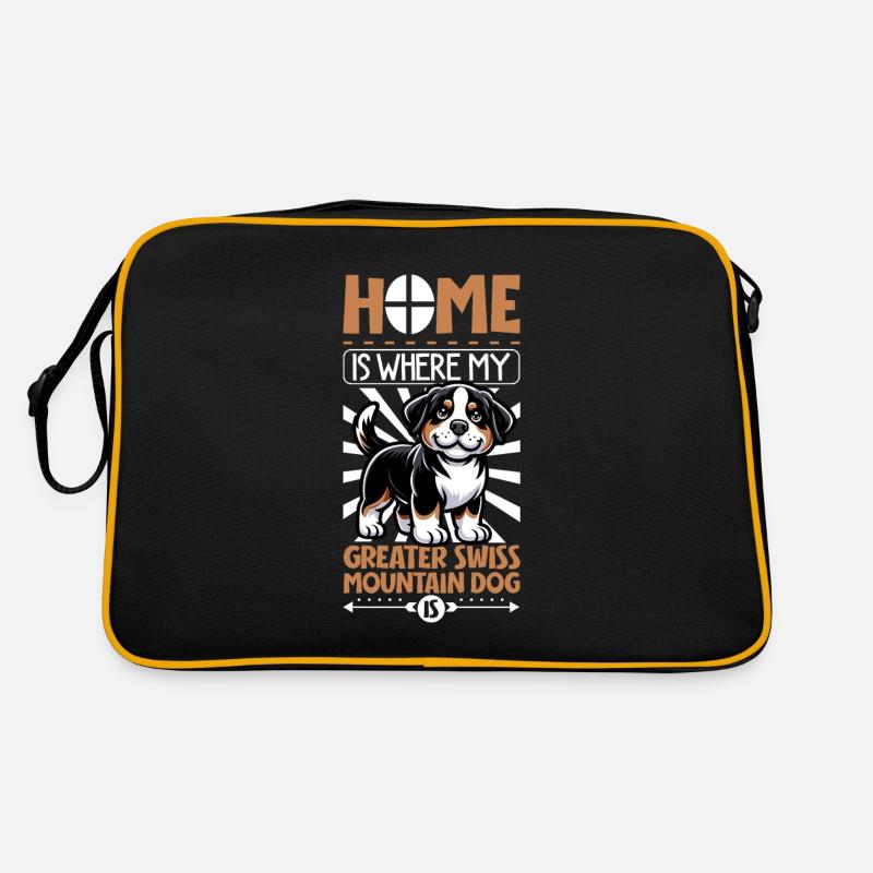 Zuhause - Großer Schweizer Sennenhund Retro Tasche