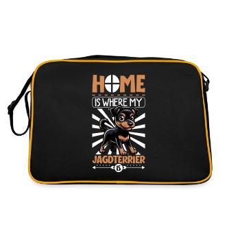Zuhause - Deutscher Jagdterrier - Retro Tasche - Schwarz/Gold - Hinten