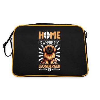 Zuhause - Leonberger - Retro Tasche - Schwarz/Gold - Hinten
