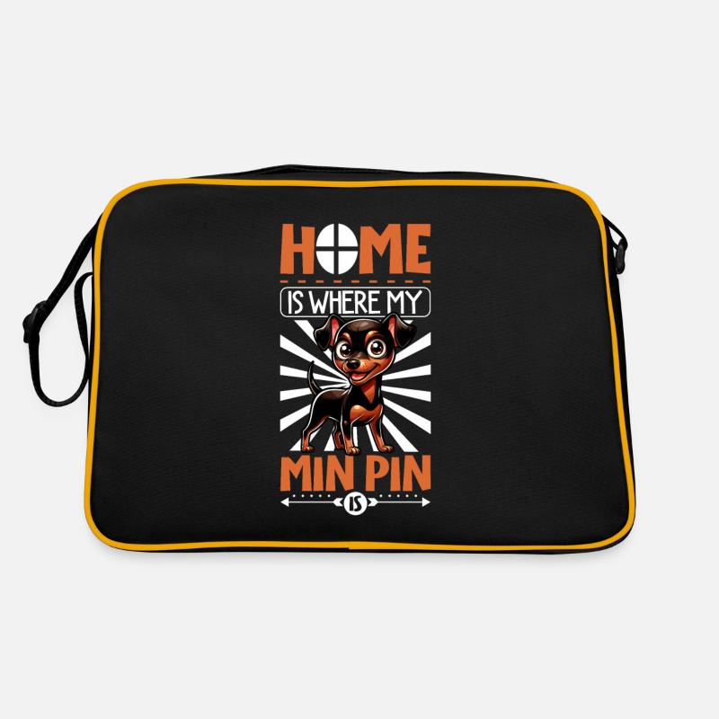 Zuhause - Zwergpinscher Retro Tasche