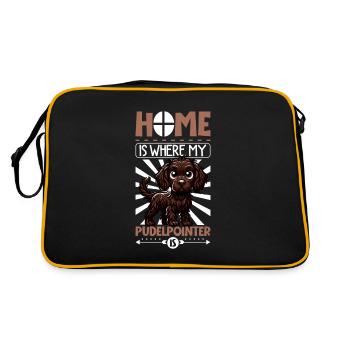 Zuhause - Pudelpointer - Retro Tasche - Schwarz/Gold - Hinten