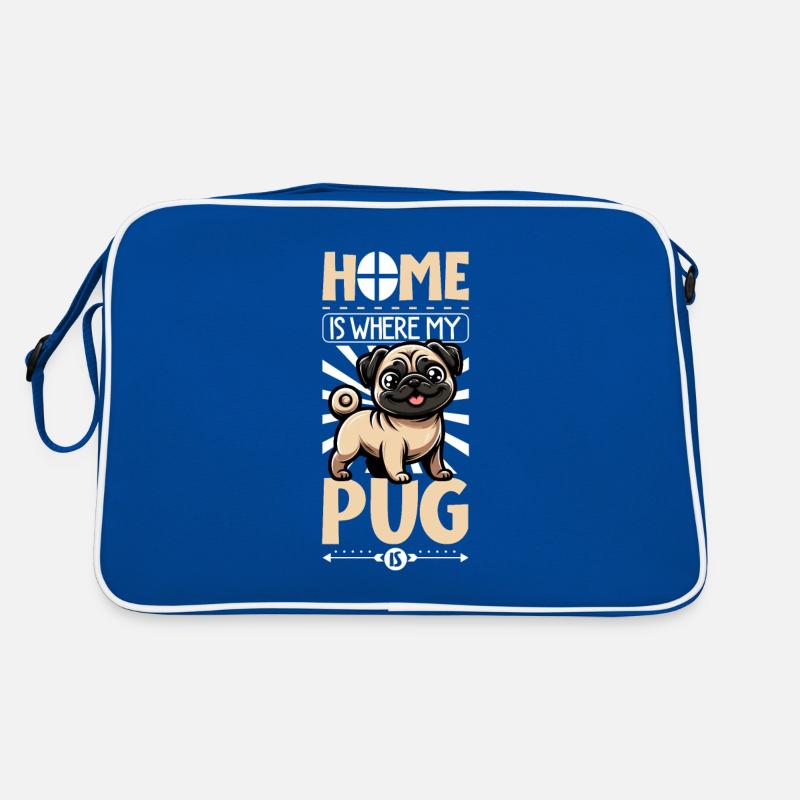 Zuhause - Mops Retro Tasche