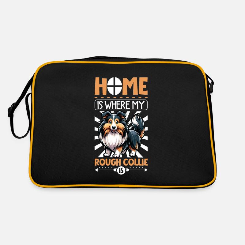 Zuhause - Langhaarcollie Retro Tasche