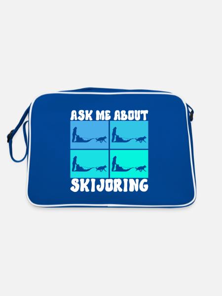 Schlittenfahren Schlittenhunde - Retro Tasche - Blau/Weiß - Hinten
