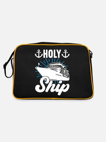 Kreuzfahrt Urlaub Kreuzfahrtschiff - Retro Tasche - Schwarz/Gold - Hinten