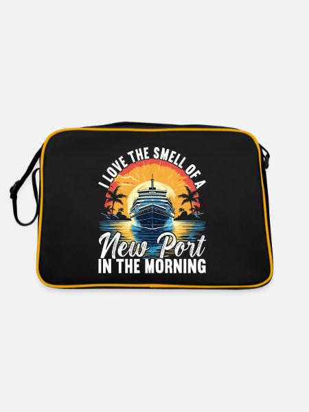 Kreuzfahrt Urlaub Kreuzfahrtschiff - Retro Tasche - Schwarz/Gold - Hinten