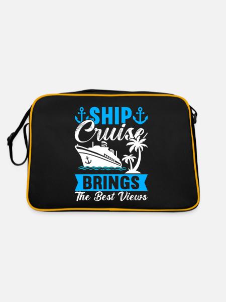Kreuzfahrt Urlaub Kreuzfahrtschiff - Retro Tasche - Schwarz/Gold - Hinten