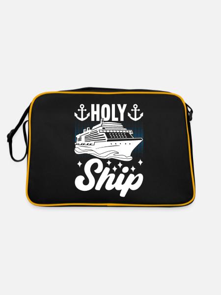 Kreuzfahrt Urlaub Kreuzfahrtschiff - Retro Tasche - Schwarz/Gold - Hinten