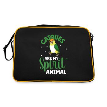 Lieblingstier - Weißbauchpapagei - Retro Tasche - Schwarz/Gold - Hinten