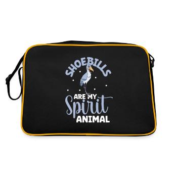 Lieblingstier - Schuhschnabel - Retro Tasche - Schwarz/Gold - Hinten