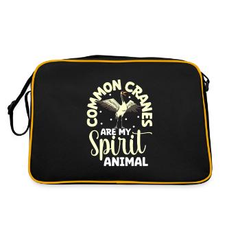 Lieblingstier - Kranich - Retro Tasche - Schwarz/Gold - Hinten