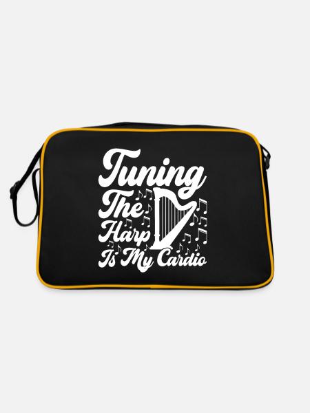 Harfe Design Für Harfenspieler - Retro Tasche - Schwarz/Gold - Hinten