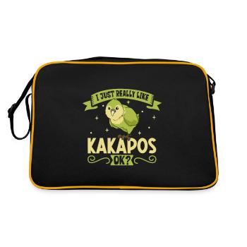 Ich liebe meinen Kakapo - Retro Tasche - Schwarz/Gold - Hinten