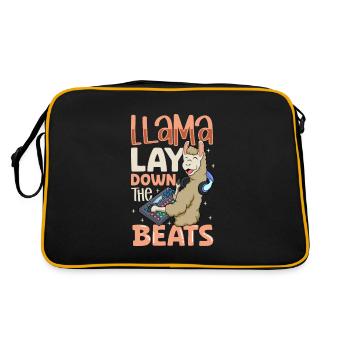 Lama à la table de mixage - Ingénieur du son - Sac Retro - noir/or - Dos
