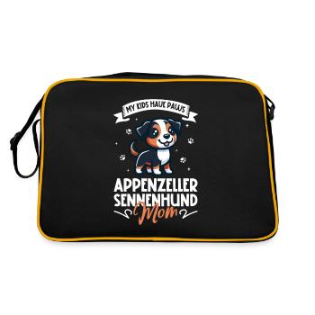 Appenzeller Sennenhund Mama - Retro Tasche - Schwarz/Gold - Hinten
