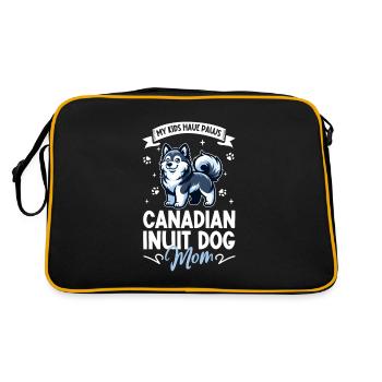 Kanadischer Eskimohund Mama - Retro Tasche - Schwarz/Gold - Hinten