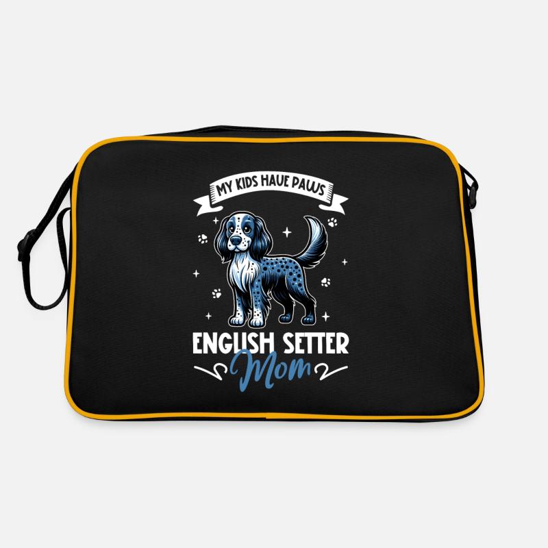 English Setter Mama - Retro Tasche - Schwarz/Gold