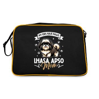 Lhasa Apso Mama - Retro Tasche - Schwarz/Gold - Hinten