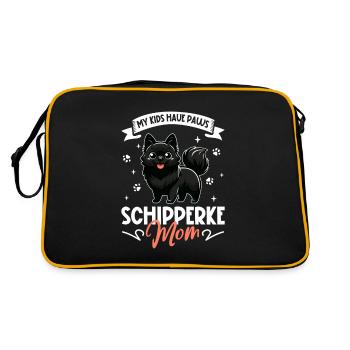Schipperke Mama - Retro Tasche - Schwarz/Gold - Hinten