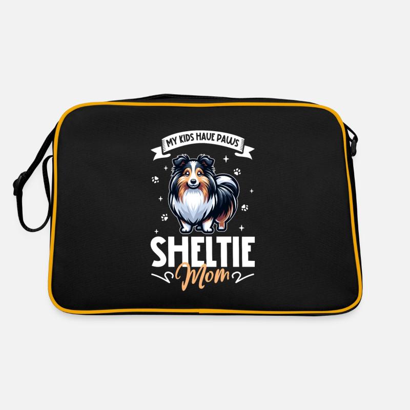 Shetland Sheepdog Mama - Retro Tasche - Schwarz/Gold