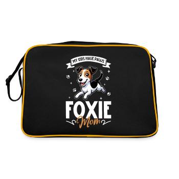 Glatthaar-Foxterrier Mama - Retro Tasche - Schwarz/Gold - Hinten