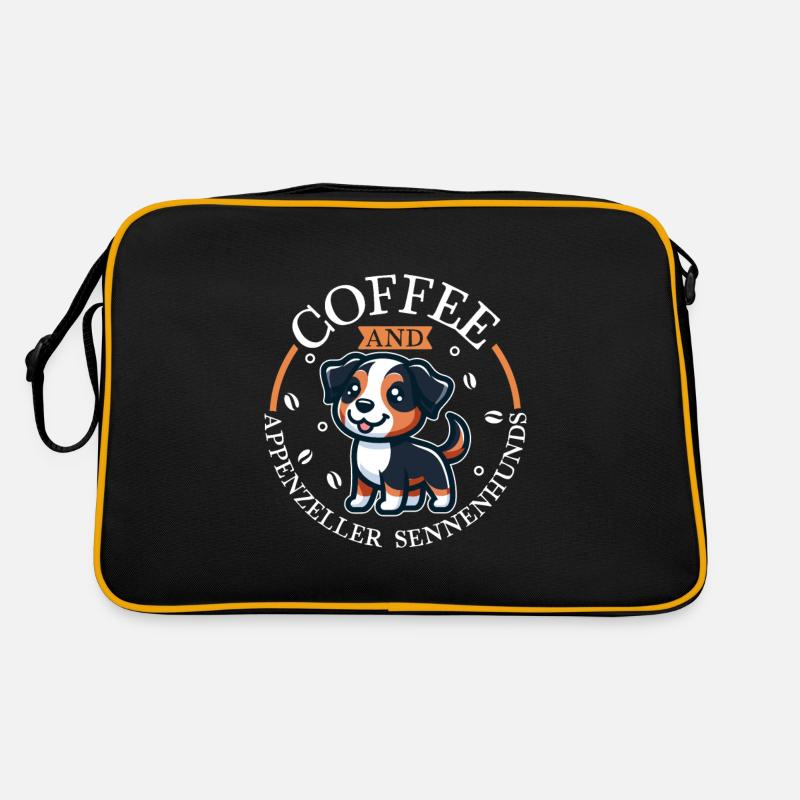 Kaffee und Appenzeller Sennenhund Retro Tasche