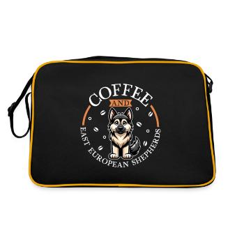 Coffee and Eastern European Shepherd Dog - Retro Bag - black/gold - Back