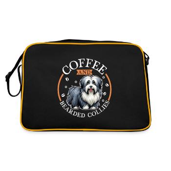 Coffee and Bearded Collie - Retro Bag - black/gold - Back
