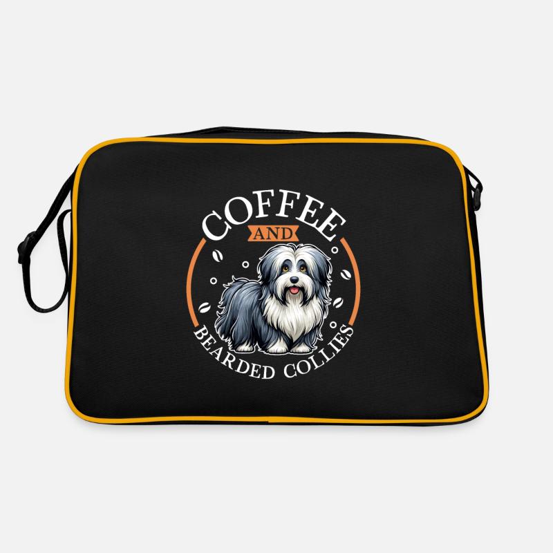 Coffee and Bearded Collie Retro Bag