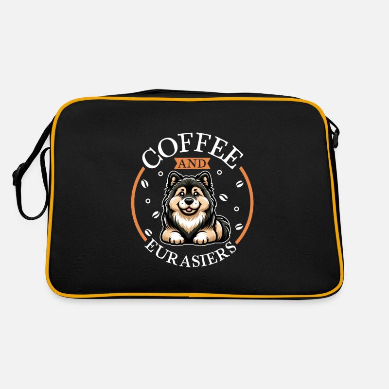 Kaffee und Eurasier - Retro Tasche - Schwarz/Gold