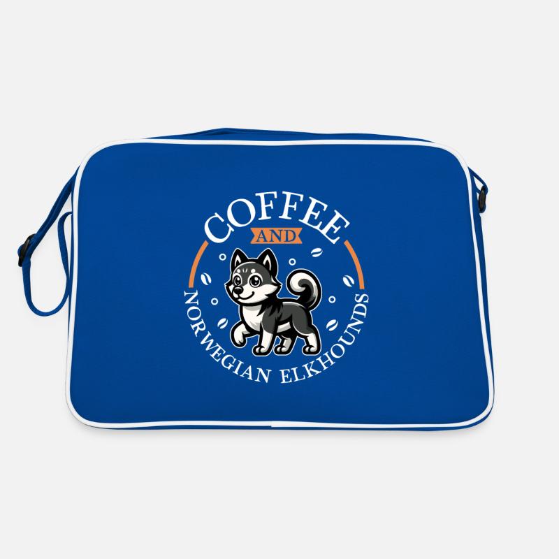 Kaffee und Norwegischer Elchhund Retro Tasche