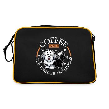 Kaffee und Bobtail - Retro Tasche - Schwarz/Gold - Hinten