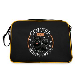 Kaffee und Schipperke - Retro Tasche - Schwarz/Gold - Hinten