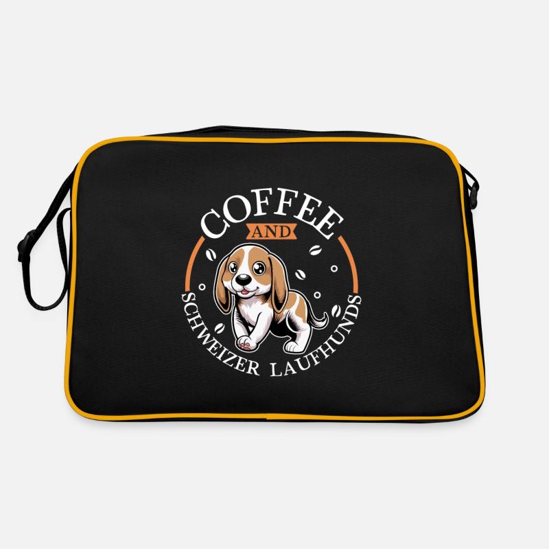 Kaffee und Schweizer Laufhund Retro Tasche