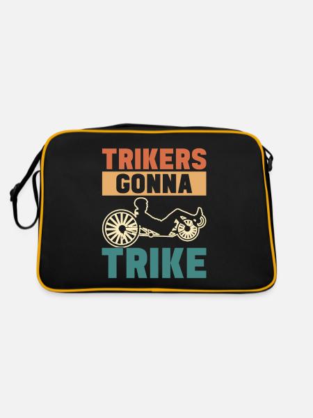 Recumbent Trike Liegetrike Liegedreirad - Retro Tasche - Schwarz/Gold - Hinten