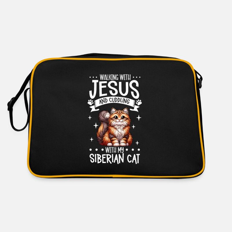 Jesus and my Siberian cat Retro Bag