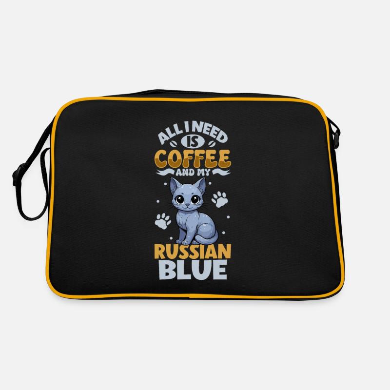 Coffee and My Russian Blue Retro Bag