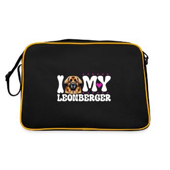 Ich liebe meinen Leonberger - Retro Tasche - Schwarz/Gold - Hinten