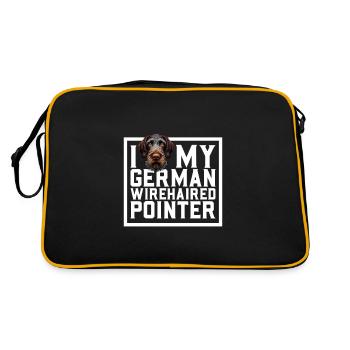 Ich liebe meinen Deutsch Drahthaar - Retro Tasche - Schwarz/Gold - Hinten