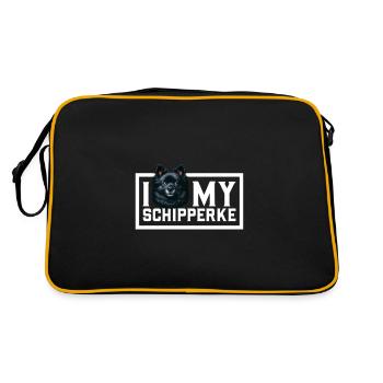 Ich liebe meinen Schipperke - Retro Tasche - Schwarz/Gold - Hinten