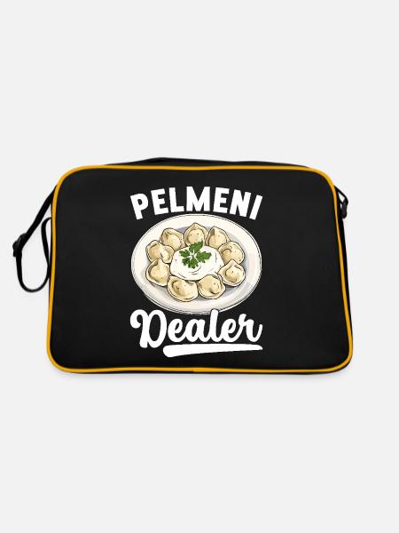 Pelmeni Russische Küche - Retro Tasche - Schwarz/Gold - Hinten