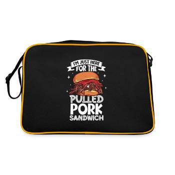 Nur hier für das Pulled Pork Sandwich - Retro Tasche - Schwarz/Gold - Hinten