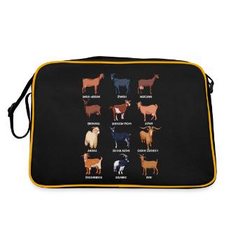 Verschiedene Kawaii Ziegen - Retro Tasche - Schwarz/Gold - Hinten