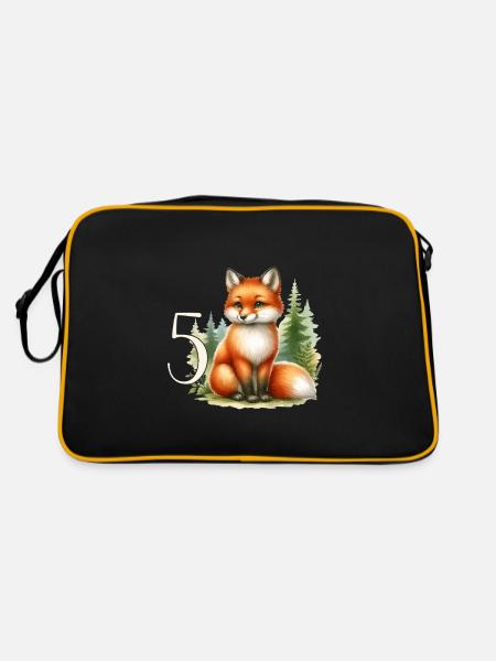 With Fox - Children's Birthday 5 Years - Retro Bag - black/gold - Back