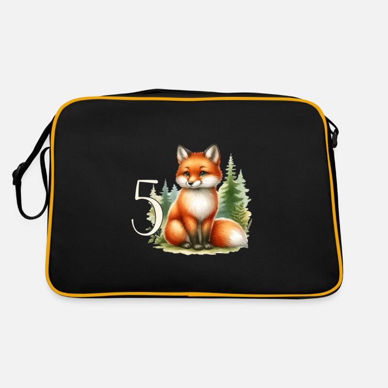 Mit Fuchs - Kinder Geburtstag 5 Jahre Retro Tasche