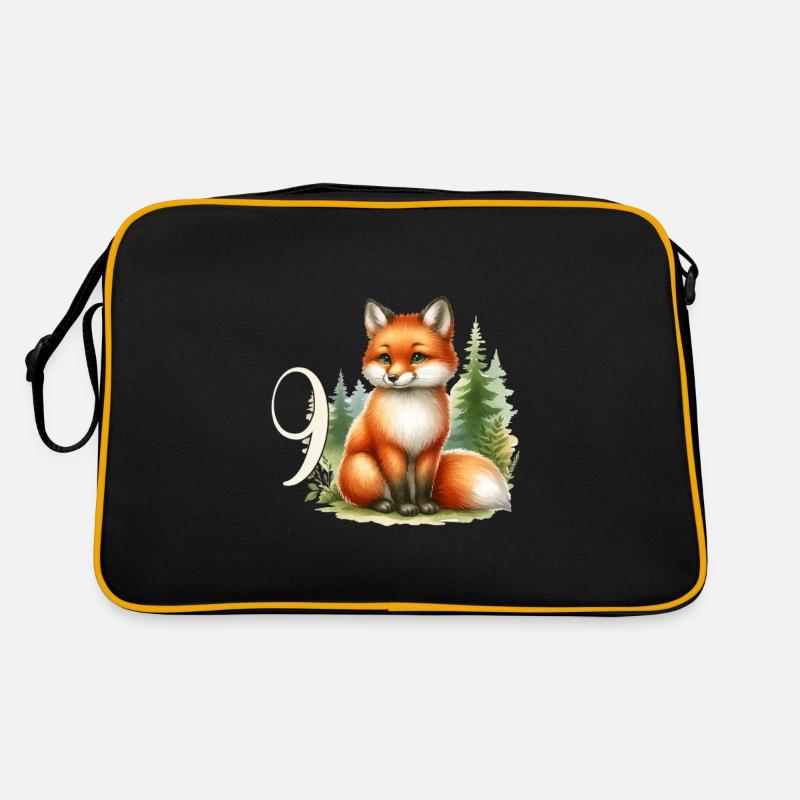 Mit Fuchs - Kinder Geburtstag 9 Jahre Retro Tasche